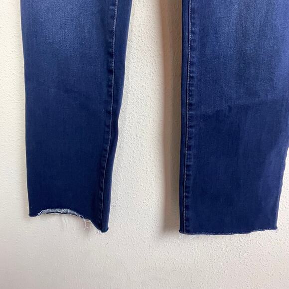 Betabrand Long M Pull-On Denim Pants Blue‎ Stretch Straight Raw Hem - Picture 8 of 8